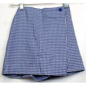 Kelly's Kids Blue Plaid Skorts sz Small 5-6 Shorts Flap Pull on Elastic Back